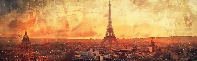 photo collage with an ancient city. Paper texture. AI generated illustration