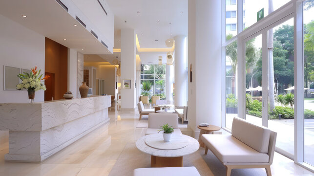 Lobby accommodation at luxury hotel resort for healing vacation