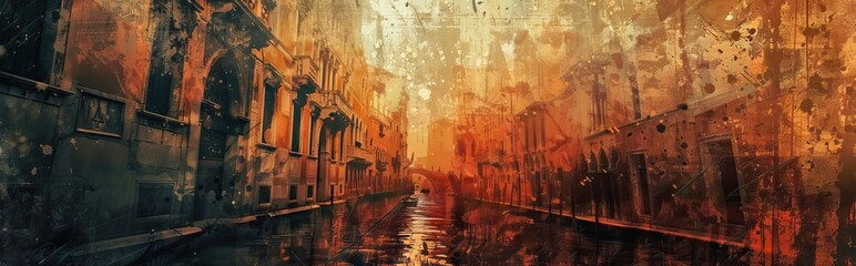 photo collage with an ancient city. Paper texture. AI generated illustration