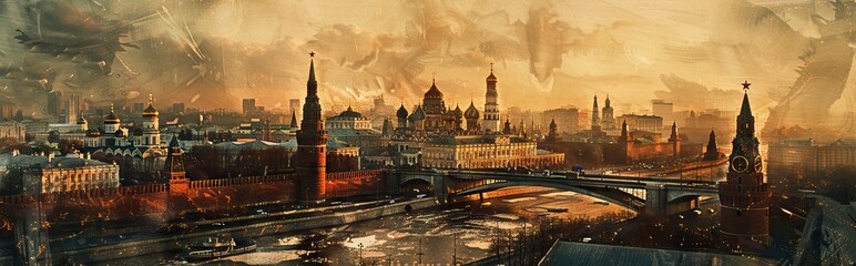 Fototapeta premium photo collage with an ancient city. Paper texture. AI generated illustration