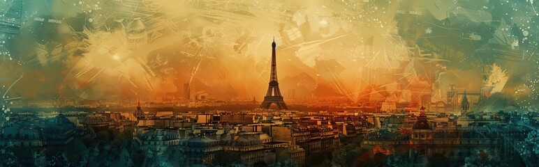 photo collage with an ancient city. Paper texture. AI generated illustration