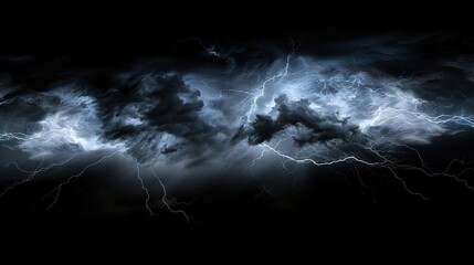 Thunder Strike Against Black Background
