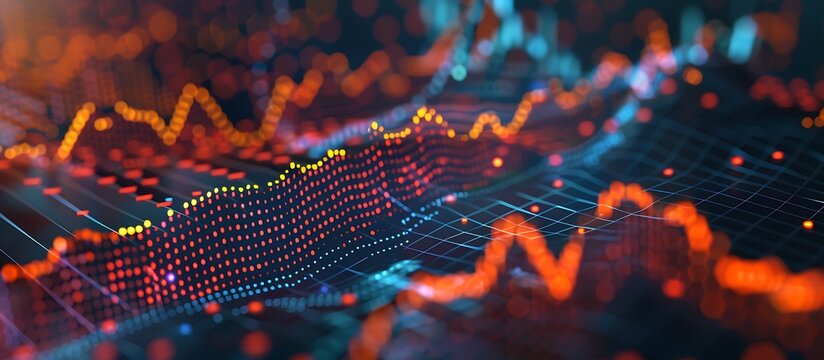 High-resolution scatter plot showing a clear positive relationship between stock prices and trading volume, with tightly clustered data points forming an upward trend.