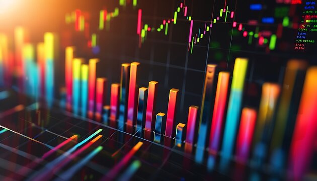 Modern bar graph illustrating a notable spike in stock values, representing a sudden surge in market performance with sharp, colorful bars and detailed, readable labels.
