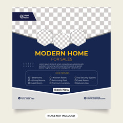 Modern home selling business template. Minimalist real estate business promotion web banner. modern Home for selling social media post. Real estate house property facebook and Instagram post.