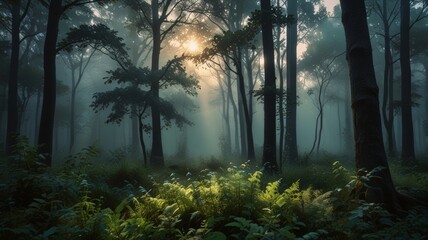 Obraz premium A Tranquil Forest Scene in Digital Art