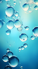 Obraz premium Digital blue bubble skin care products abstract poster web mobile phone background