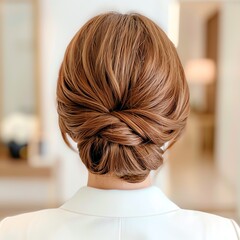 Woman with a glamorous hairstyle, ready for a special event, [glamorous hair], [event preparation]
