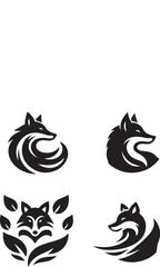 Set of fox logo vector illustration silhouette icon.