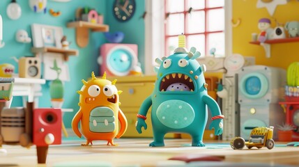 Obraz premium Playful and quirky 3D render with unique and charming characters AI generated illustration
