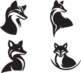Set of fox logo vector illustration silhouette icon