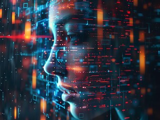 Obraz premium Data breaches, holographic intrusion alerts, advanced security tech, dark aesthetic