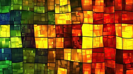 Fototapeta premium A colorful stained glass window with a yellow and red stripe