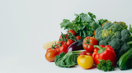 front view vitamin color grading group of vegetable wallpaper, plain white background HD 8K