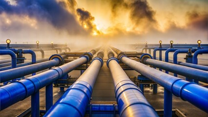 The gas pipes go into a misty gradient