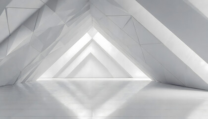 white 3d interior with polygonal background. Generative AI.