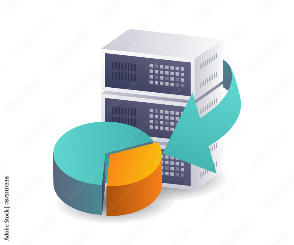 Poster percentage analysis of server data flat illustration