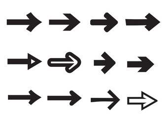 シンプルな黒の矢印のアイコン