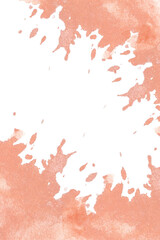 Watercolor orange abstract splashes card template. Hand drawn splattered poster for invitation, card, label, logo design. Save date, wedding, logo decor.