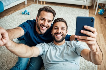 Fototapeta premium Selfi von zwei jungen Männern