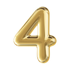 Gold 3D Number 4