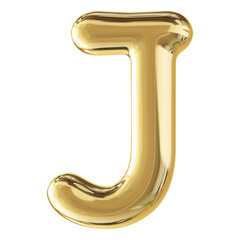 Gold 3D Bubble Font Letter J uppercase