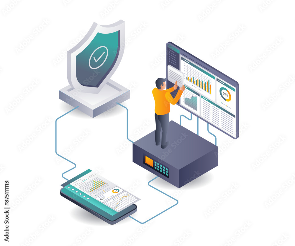Poster Man Analyzing Security Data of Cloud Servers