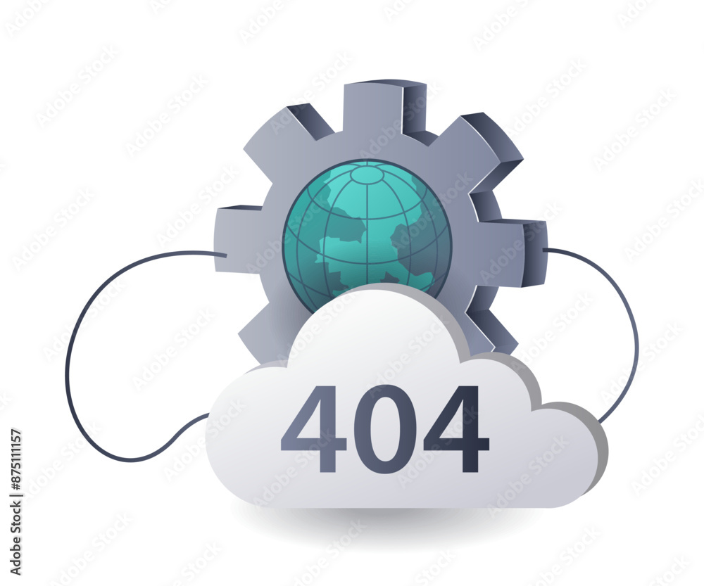 Poster lost in cyberspace decoding the 404 error flat illustration