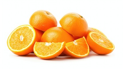 Fototapeta premium Fresh oranges isolated on a white background. Perfect for healthy eating and natural food concepts.