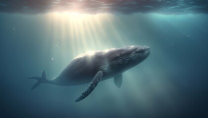 Obraz premium big whale in the sea. Generative AI,