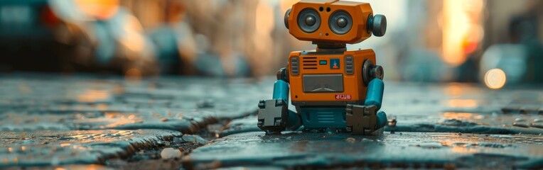 Fototapeta premium Vintage Robot Toy in Minimalistic Setting