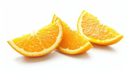 Fototapeta premium Juicy orange slices isolated on a white background. Vibrant and nutritious.