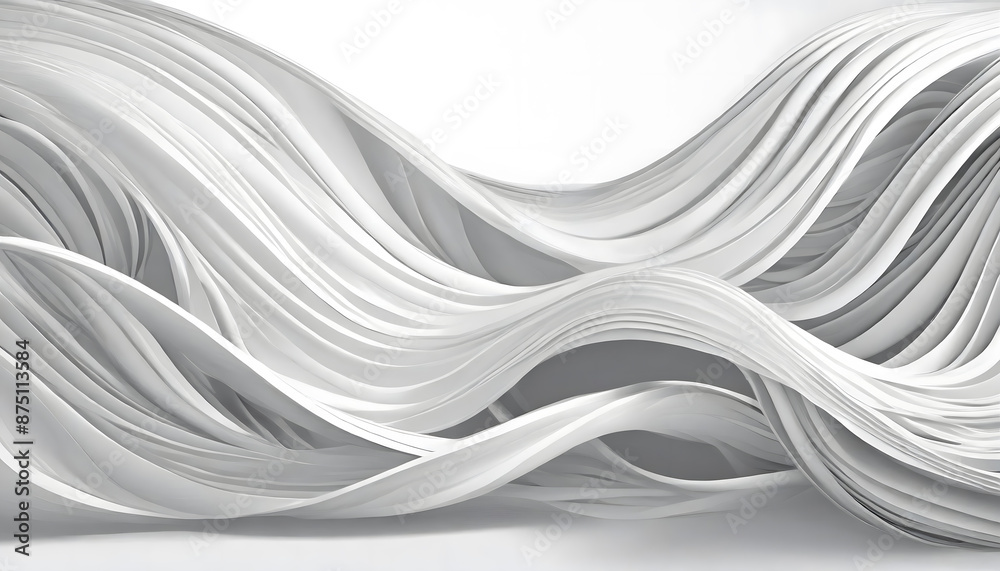 Canvas Prints white wavy elements on white background. generative ai.