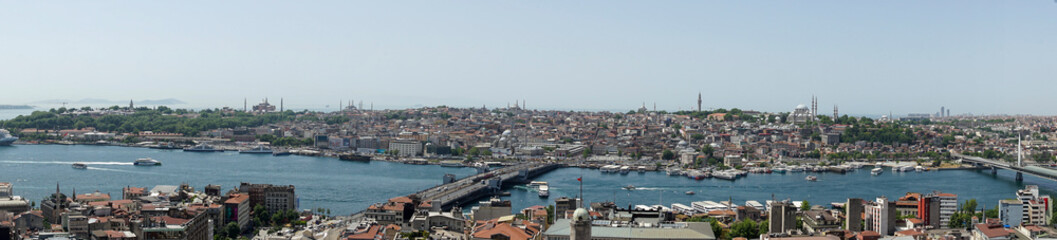 Looking down on Istanbul city center from the observation deck during the day