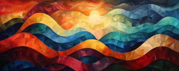 Colorful waves forming geometric shapes