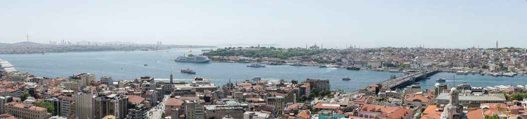 Looking down on Istanbul city center from the observation deck during the day