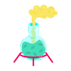 A flat style sticker of plant experiment flask 

