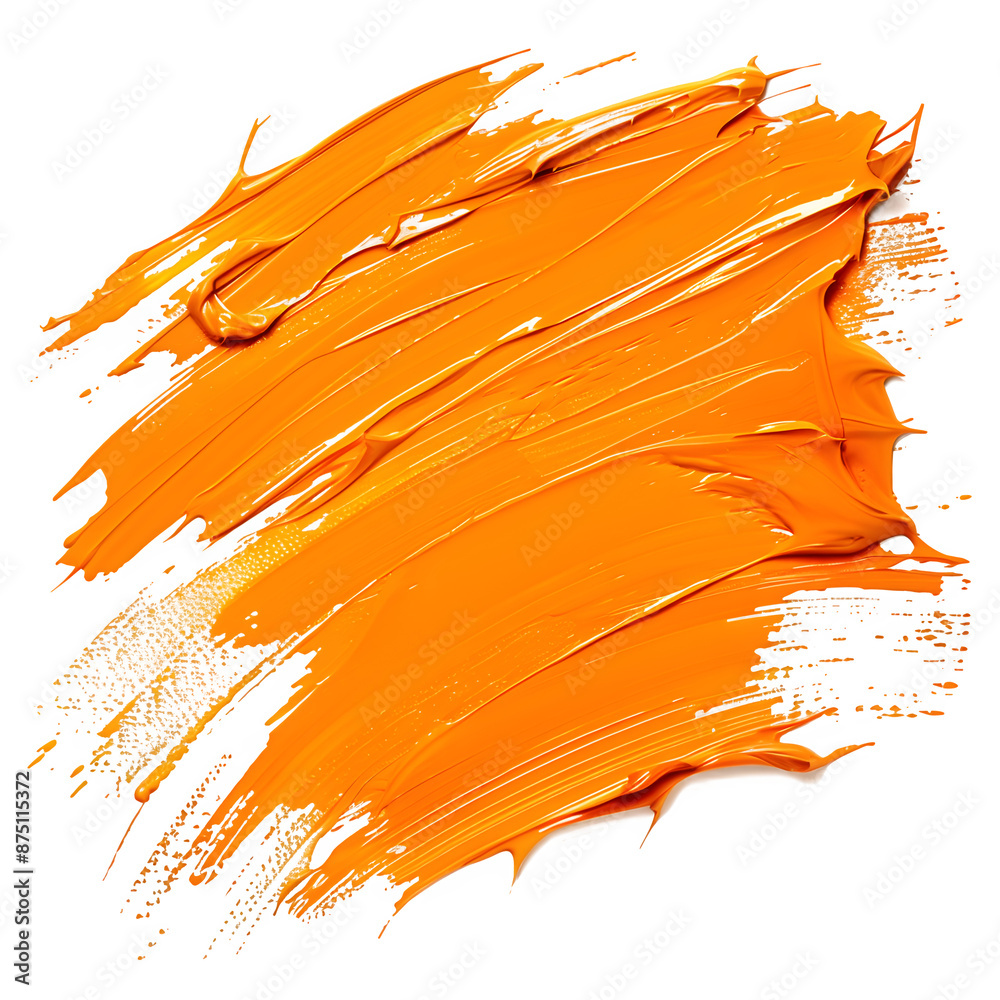 Poster High-resolution 3d textured orange paint smear isolated on a transparent background grid