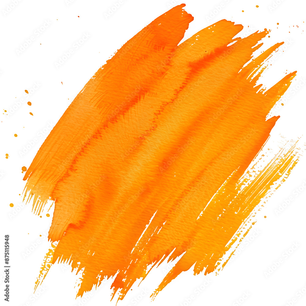Poster high-resolution textured orange brush stroke with a clear background