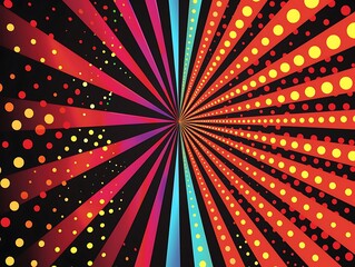 Abstract radial zoom blur surface in green, red and yellow tones. 