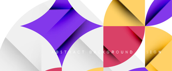 Minimal geometric elements on white. Petals, round triangles, star