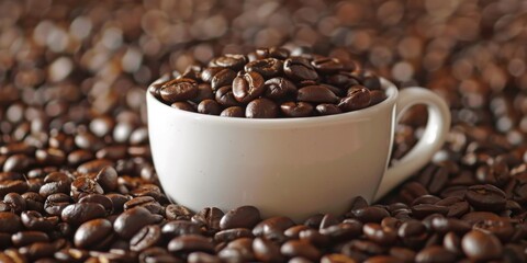 Fototapeta premium Celebrating National Coffee Day with Lifestyle Habits, Hobbies, Slow Living, Leisure, Coffee Beans, Latte Art, Dates, Drinks, Friends Gatherings, Happy Holidays, Weekend Life, Afternoon Tea, and Cultu
