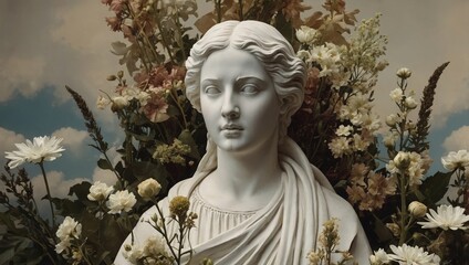 Antique white female sculpture