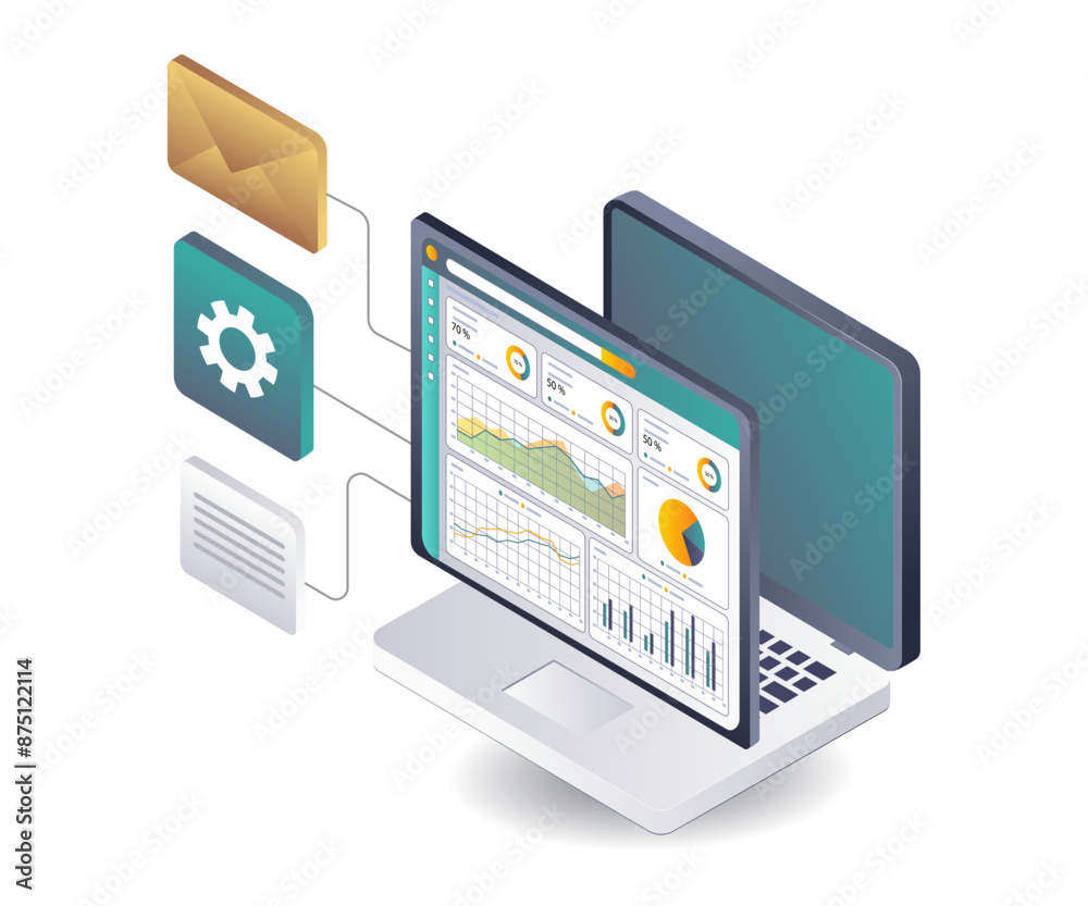 Aufkleber data analysis of digital business growth in startups