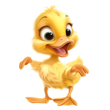 recommend clip art: Vibrant digital illustration of an adorable, happy yellow duckling on a transparent background