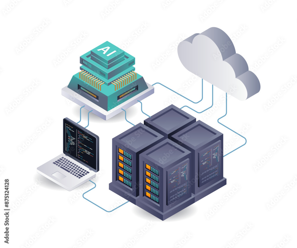 Aufkleber Automated artificial intelligence analyzes cloud server data