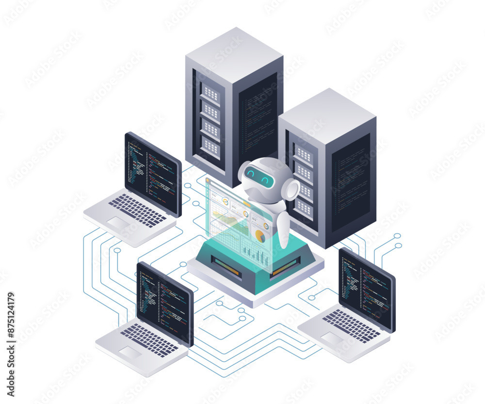 Aufkleber Automated Data Center Server Management by Robots