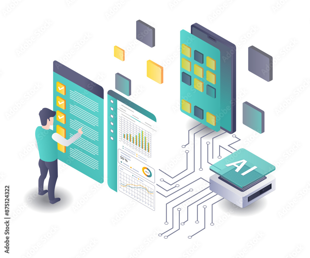 Aufkleber Artificial Intelligence in Smartphone App Testing Data Analysis