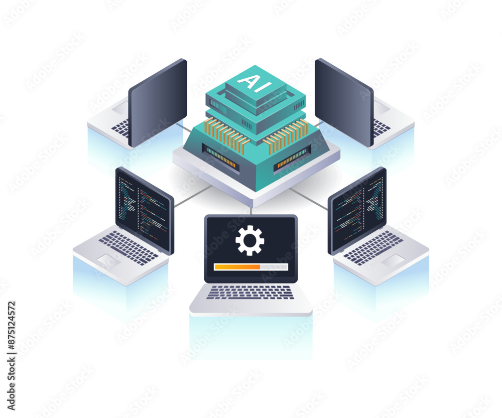 Aufkleber Artificial Intelligence in Computer Networks and Server Technology