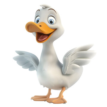 recommend clip art: Cheerful cartoon duck on transparent background